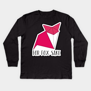 For Fox Sake Origami Geometric Fox Kids Long Sleeve T-Shirt